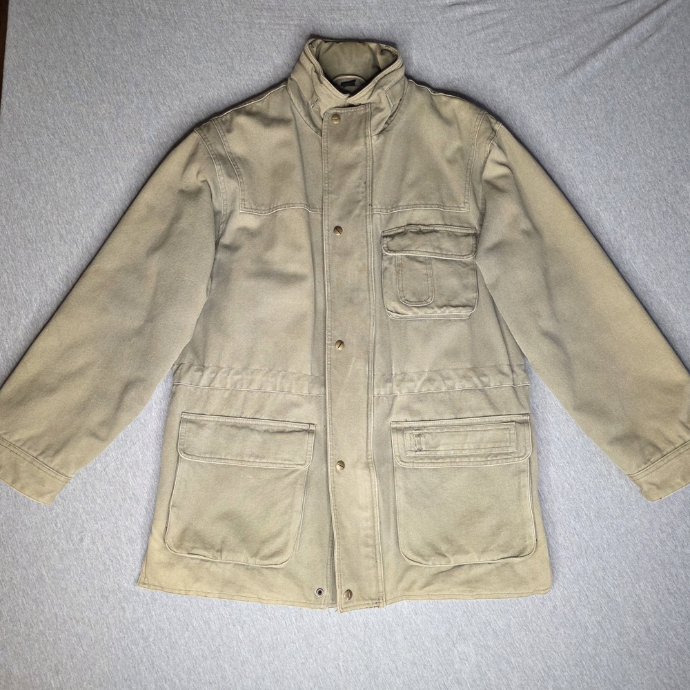 VTG 1980s Abercrombie & Fitch Canvas Military Green Chore Barn Jacket Coat